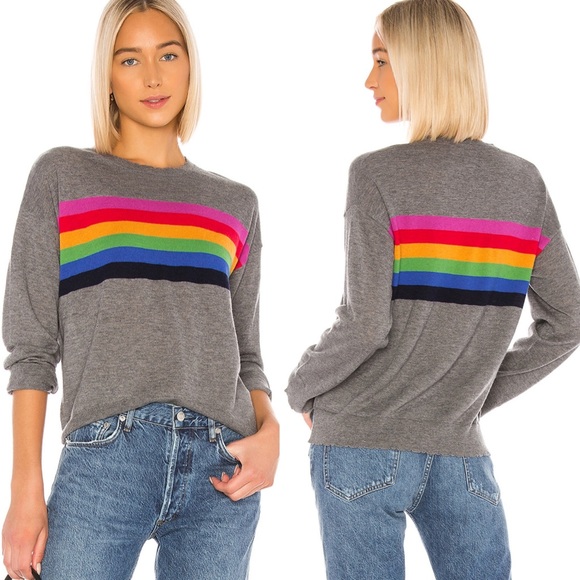 Sundry Sweaters - Revolve Sundry Cashmere Rainbow Stripe Sweater XS